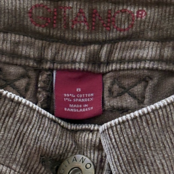 Gitano Chocolate Brown Corduroy Embroidered Flared Bootcut Jeans - Picture 5 of 6